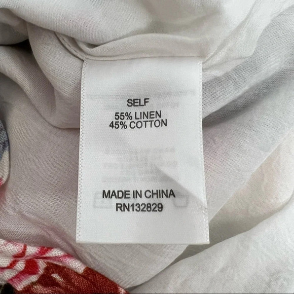 LPA Anthropologie Linen Off Shoulder Romper Floral Summer Rose Bouquet Size XS - Picture 9 of 11